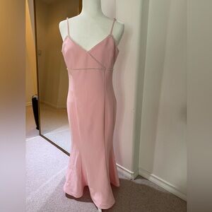 Pink Gown Dress with Pearl Accents